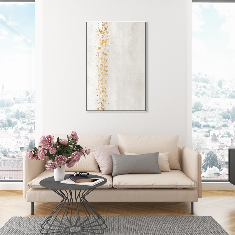 «Down The River Pearl», peinture verticale blanche moderne par Oliver Gal, Toile encadrée flottée blanche