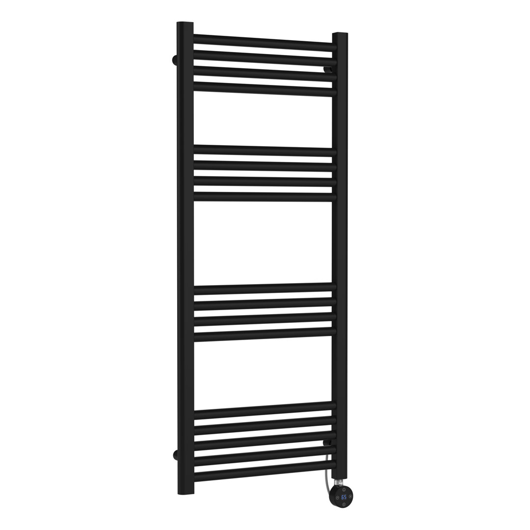 Nuie Electric Round Towel Rail - 17 Bar - 1200 x 500mm - Matt Black - Image 2