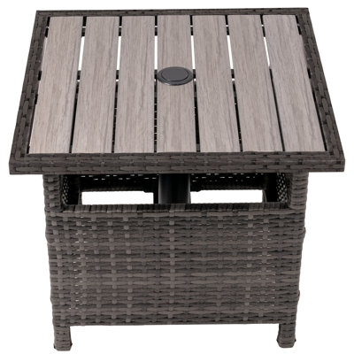 Latassha Wicker Side Table with Umbrella Hole