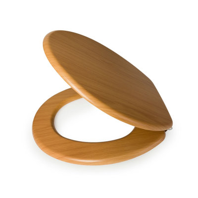 Hampton Oak MDF Toilet Seat SS Hinge