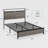 Bedroom Platform Bed Frame, Slate Gray MDF and Metal, Queen Size with LED Headboard and Underbed Storage