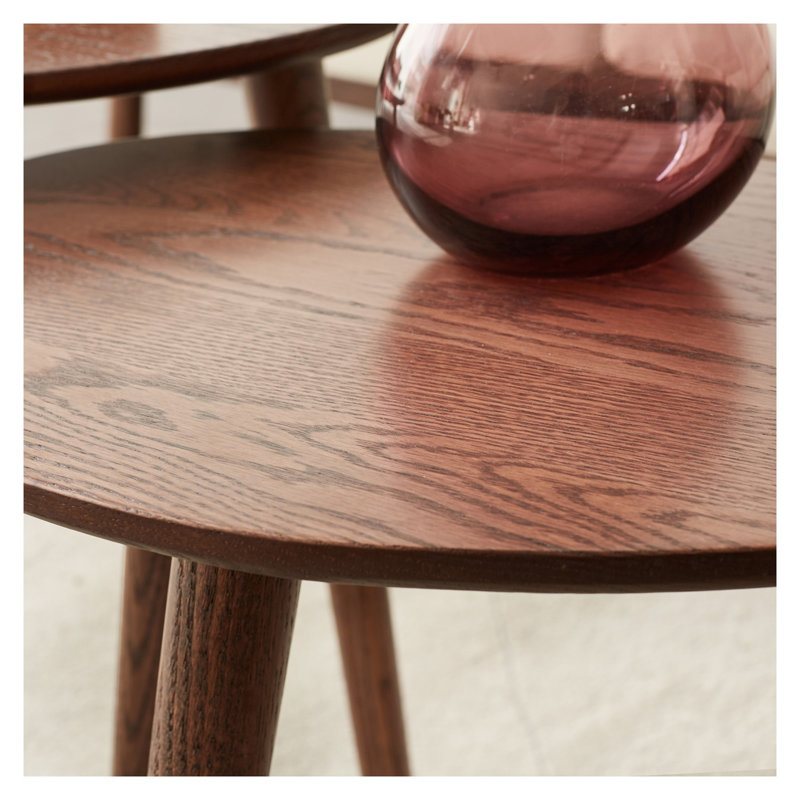 Grande table basse ovale moderne Mid-Century, plateau en bois de chêne massif noyer