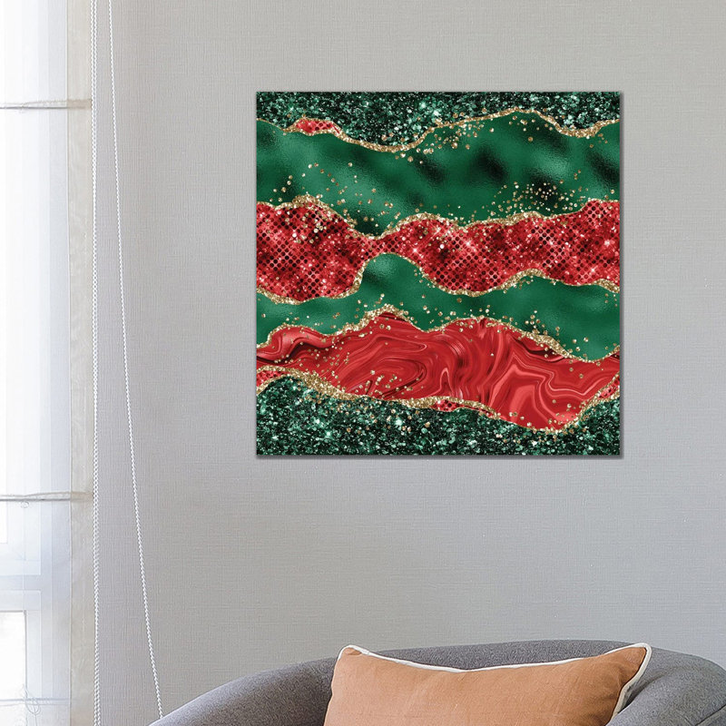«Christmas Glitter Agate Texture VI», reproduction d'art sur toile tendue, H 26 po x l 26 po, Toile tendue, Ne s’applique pas