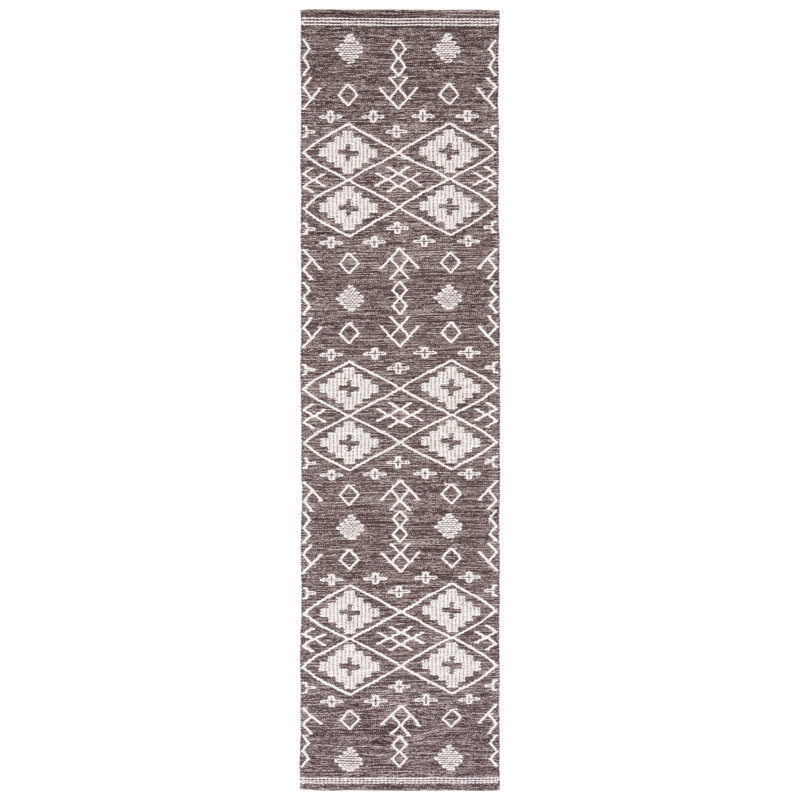 Tapis brun / ivoire Holtby Southwestern, Tapis de couloir 2 pi 3 po x 9 pi