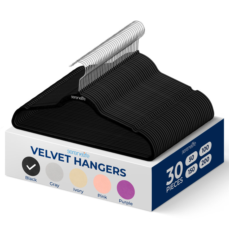 Rebrilliant Velvet Hangers - Space Saving Heavy Duty Slim Suit Clothes Hanger Set With 360 Degree Swivel Metal Hook, Can Hold Up To 10 Lbs. For Coats, Jackets, Pants & Dress
