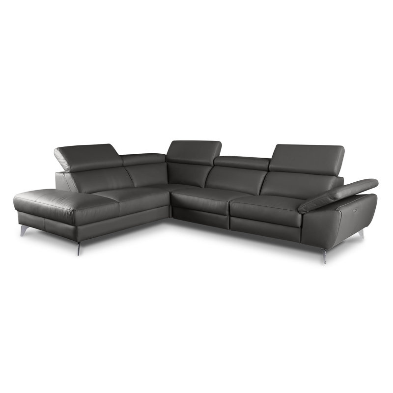 La Crosse Genuine Leather Electric Reclining Corner Sofa, Anthracite, Left Hand Facing