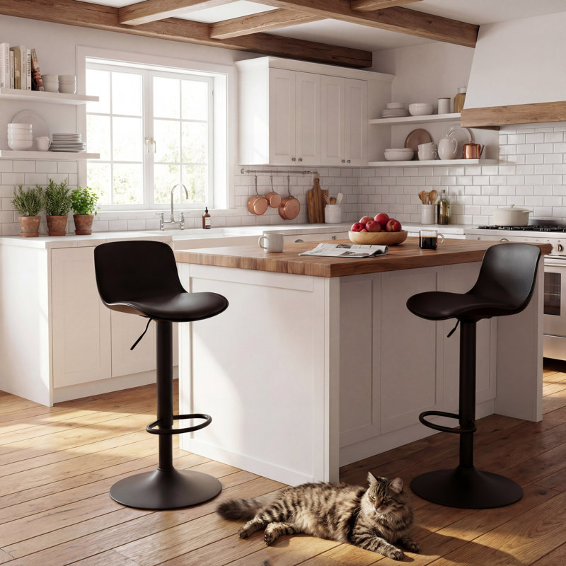 Height Adjustable Bar Stools, Modern Padded Counter Stools with Back, Easy Assembly Swivel Kitchen Island Stools with Footrest, Comfortable Bar Chairs