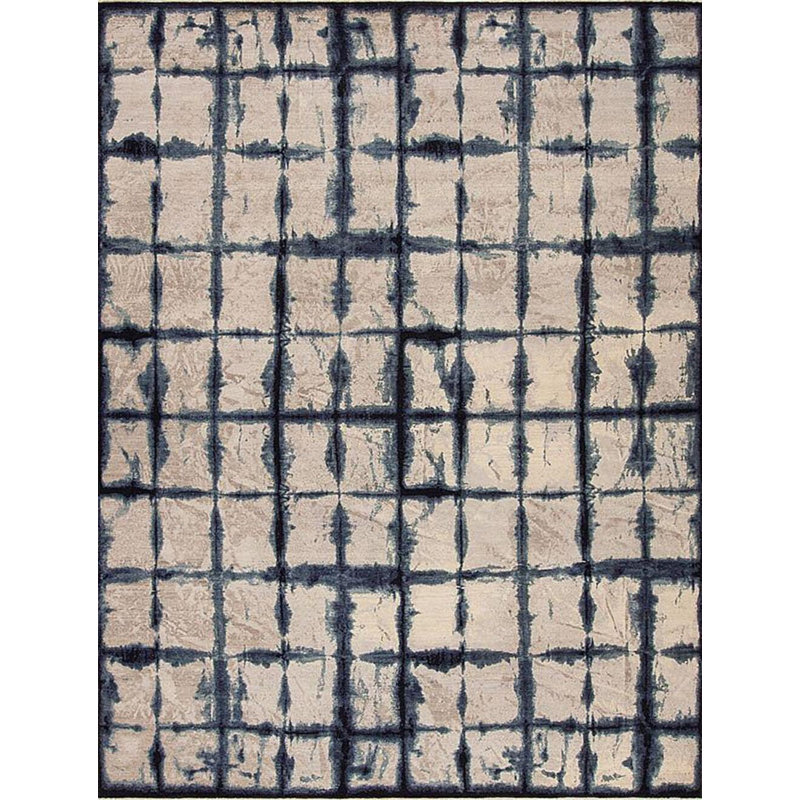 Tapis rectangulaire en laine Shibori, Rectangle 6' x 9'