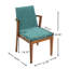 Ensemble de 2 chaises de salle à manger de style Mid-Century moderne avec accoudoirs rembourrés en tissu vert avec structure en bois d'hévéa couleur noyer, capacité de 250 lb pour la cuisine et la salle à manger