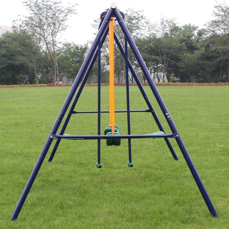 Balançoire d'extérieur avec balançoire pour et, support en acier, assemblage simple, assise incurvée confortable en forme de U, antirouille, balançoire de type banc 4, bleu, métal de 87,92 po de largeur, groupe d'âge de 3 à 8, solide A