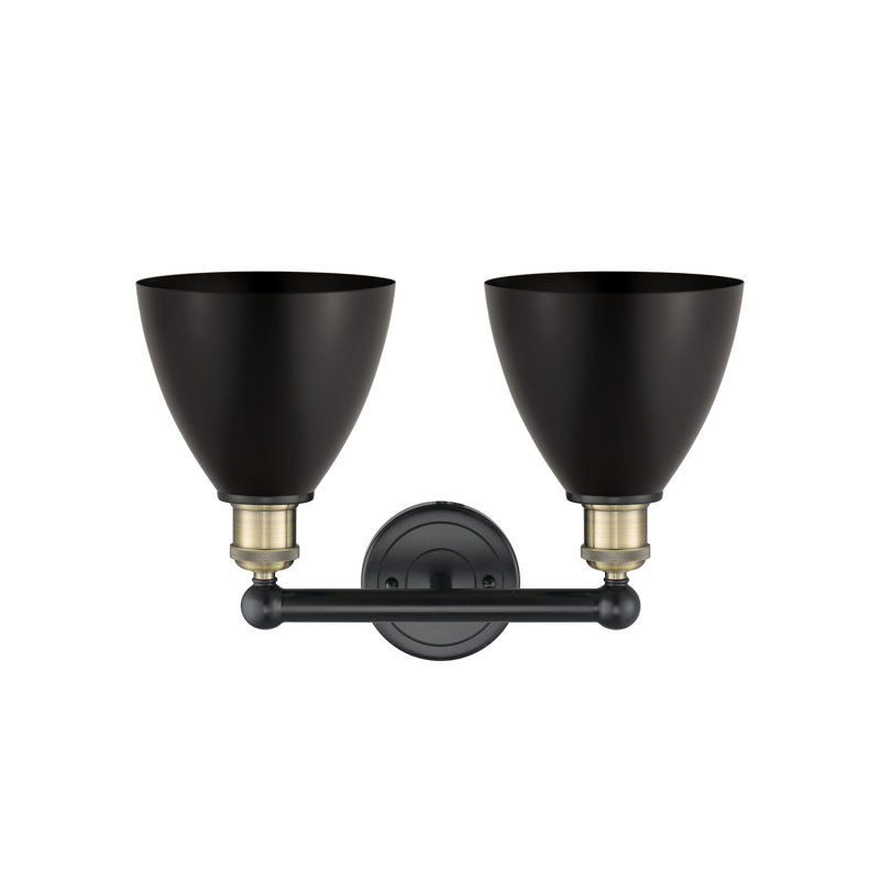 Éclairage pour meuble-lavabo à 2 lumières Arpita, Laiton antique noir, Noir mat