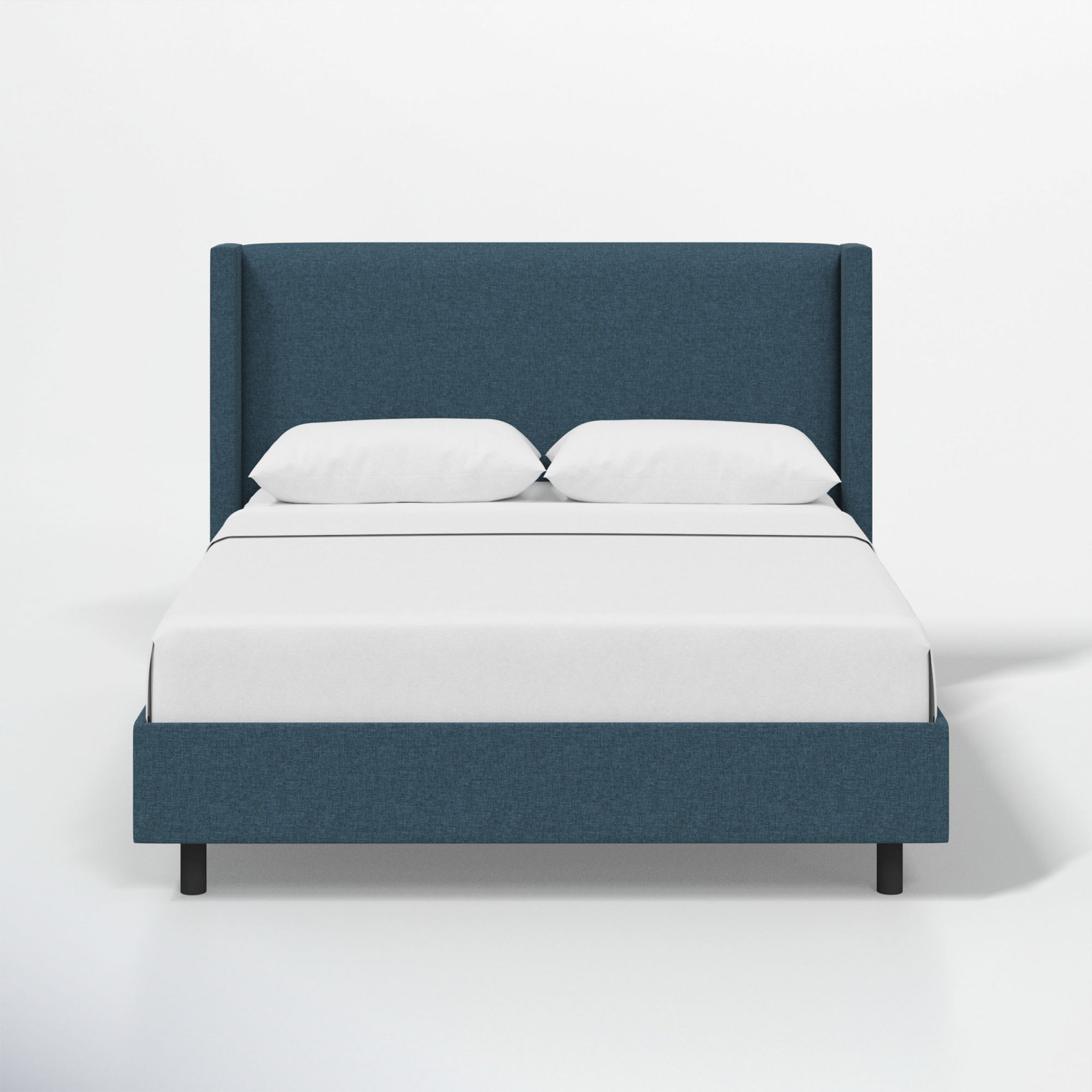 Hanson Upholstered Wingback Platform Bed, California King, Zuma Navy Textured Linen