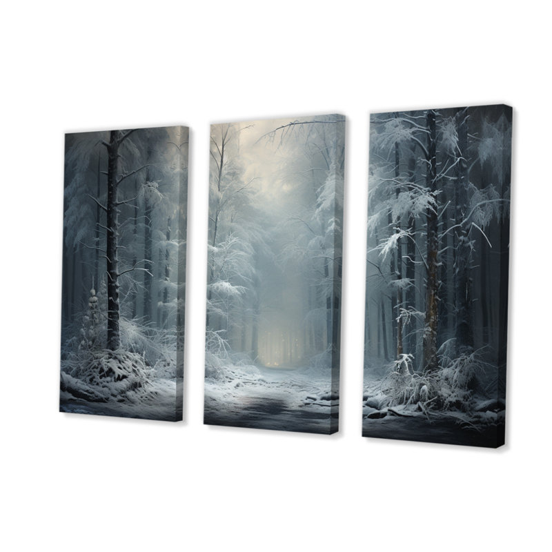 «Winter Silent Woods IV» sur toile, reproduction de 3 pièces, H 32 po x l 48 po x P 1 po