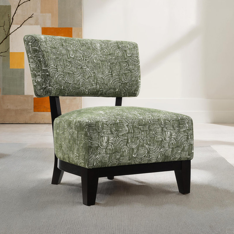 Fauteuil d'appoint sans accoudoirs et pieds inclinés, Vert