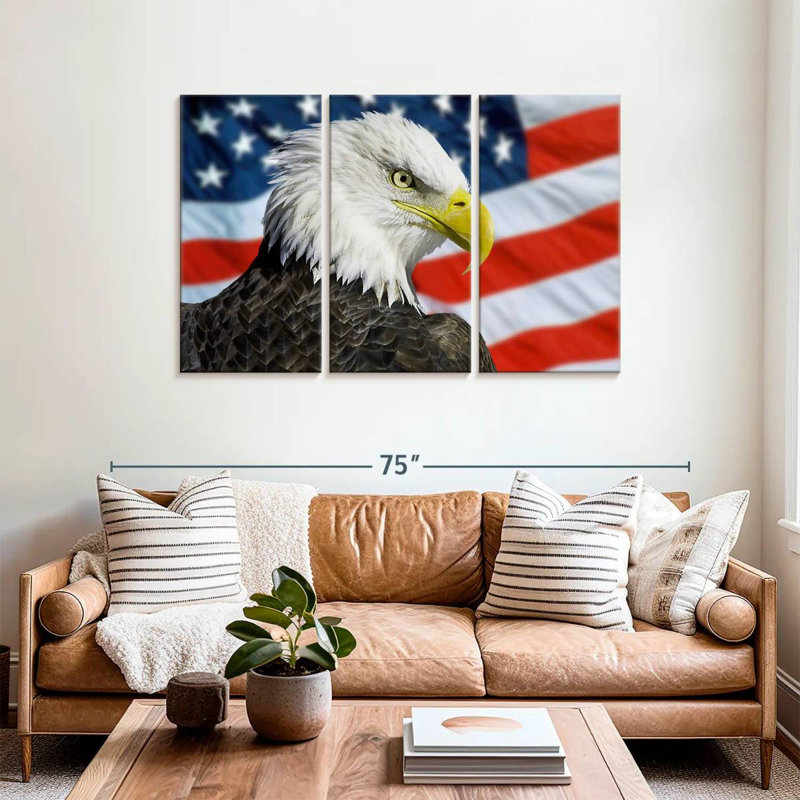 Brampt Patriotic Alaskan Bald Eagle, 36" H x 57" W