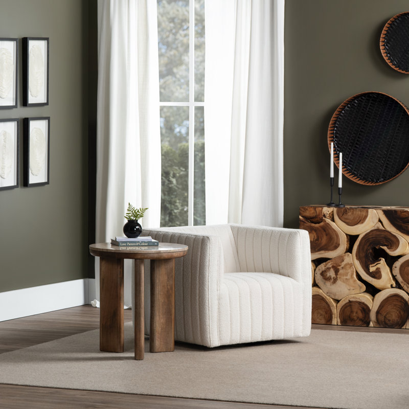 Table d'appoint ronde en bois brun