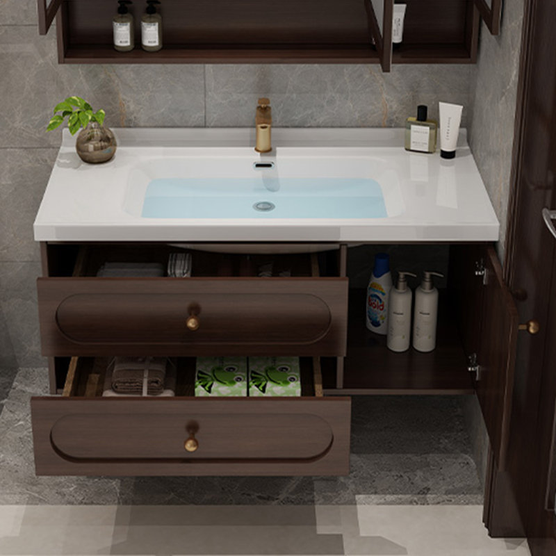 Chinese style brown bathroom cabinet