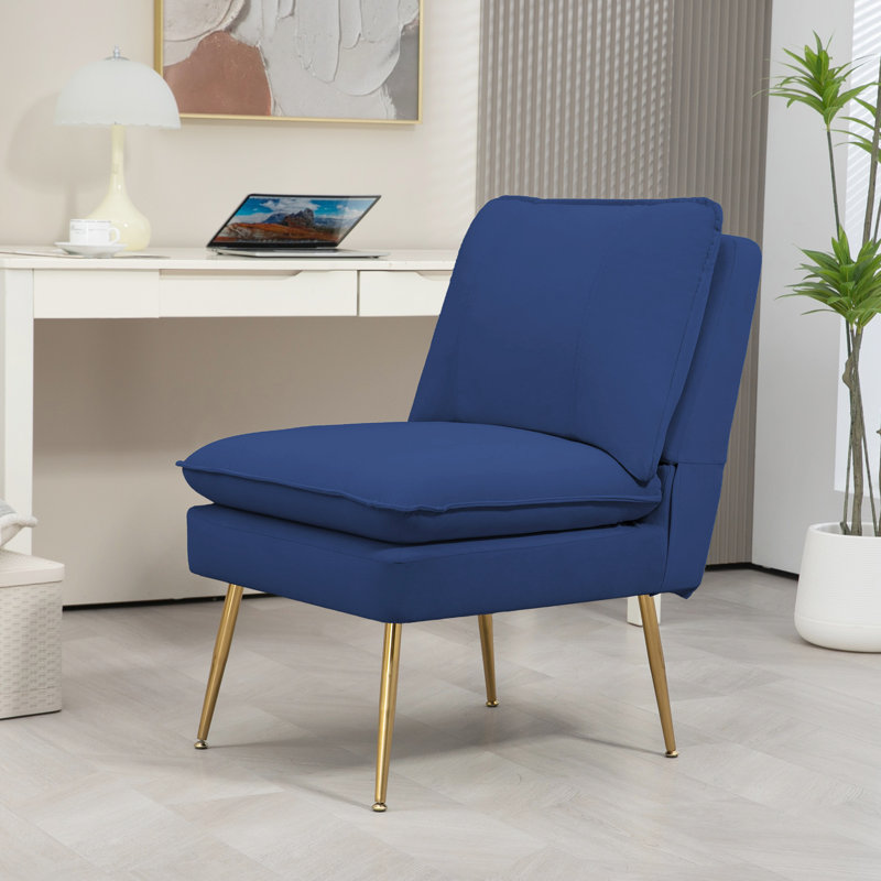 Chaise d'appoint capitonnée de 23,3 po de large Rheece, Tissu marine