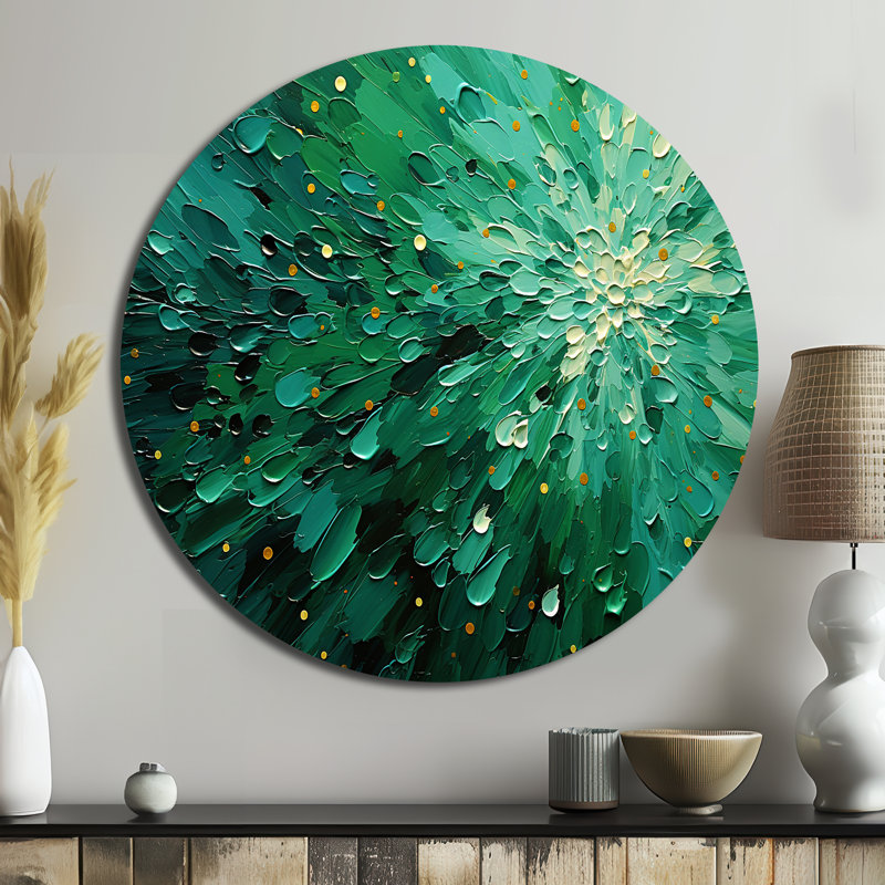 Émeraude civale Euphoria II - paysages ronds, art en métal, H 23 po x l 23 po 