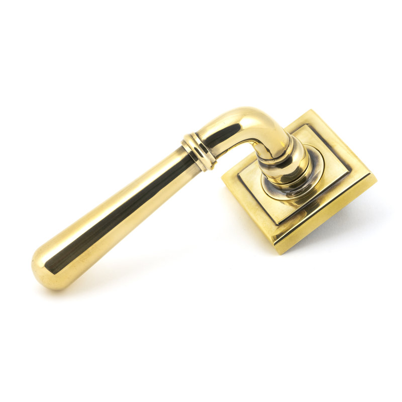 Newbury Lever on Rose Set (Square), Aged Brass