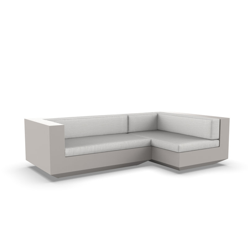 Vela 102.25" Wide Outdoor Reversible Patio Sectional with Cushions, Right Hand Facing, Nautical Taupe, Black