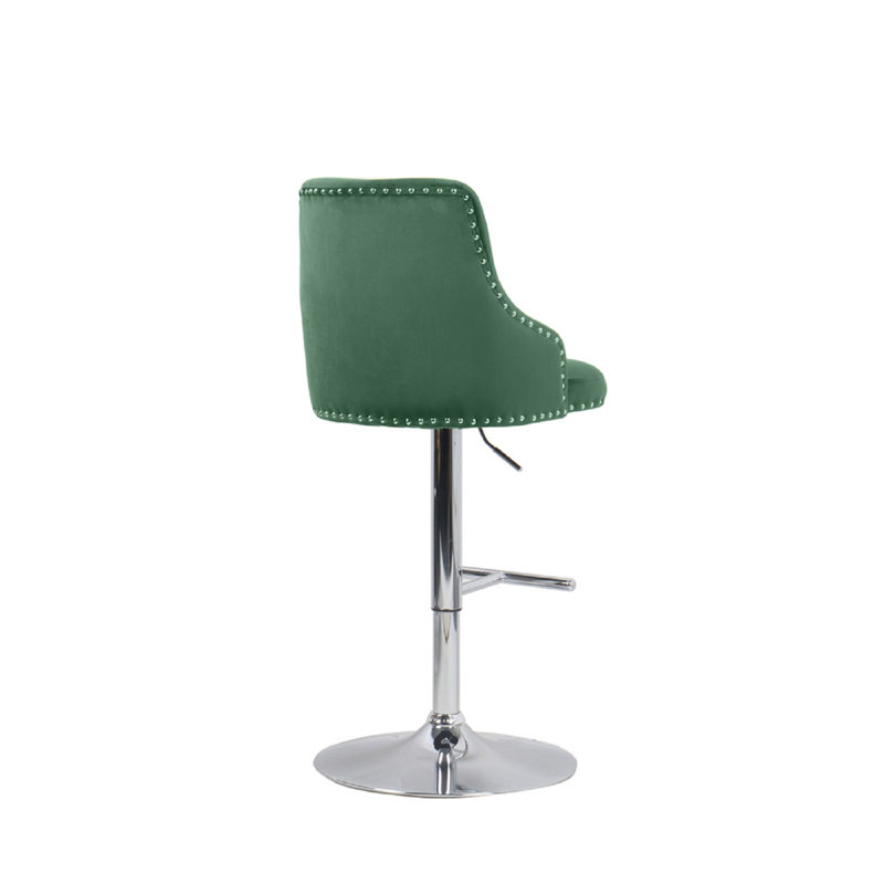 Pari Swivel Upholstered Adjustable Height Counter Stool with Metal Frame, Green