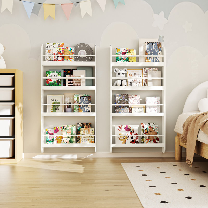 43.9'' H X 22.44'' W Kids Floating Bookshelf, Nursery Bookshelf For Toddler Room Set Of 2