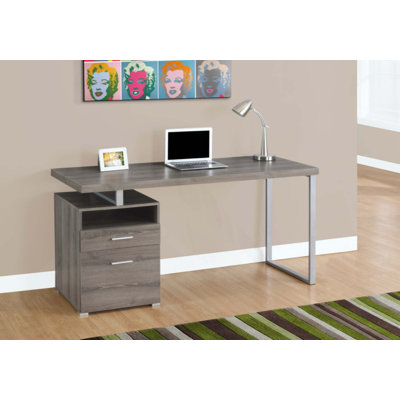 Bureau d'ordinateur, bureau personnel, ordinateur portable, installation à gauche, à droite, tiroirs de rangement, travail, métal, contemporain, moderne