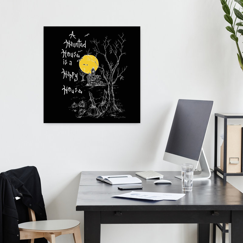 Maison hantée, arbre abstrait, art contemporain, H 18 po x l 18 po