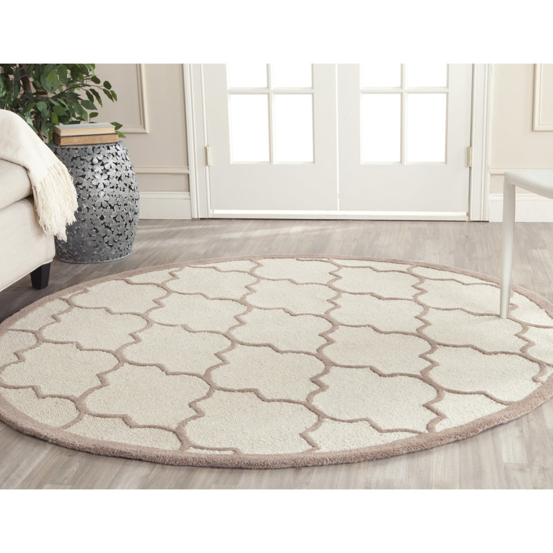 Cannen Hand Tufted Wool Geometric Rug, Round 6'