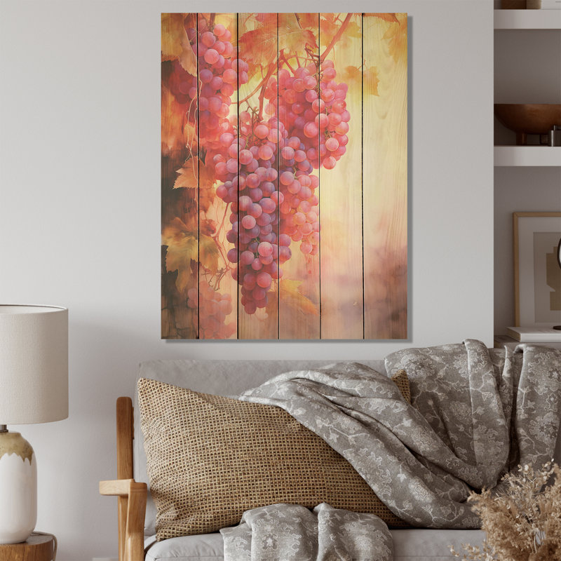 «Vineyard Veil - Wine Wood», art mural sur bois de pin naturel, H 20 po x l 10 po