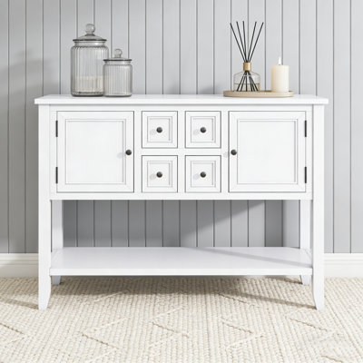 Cambridge Series  Ample Storage Vintage Console Table With Four Small Drawers And Bottom Shelf For Living Rooms