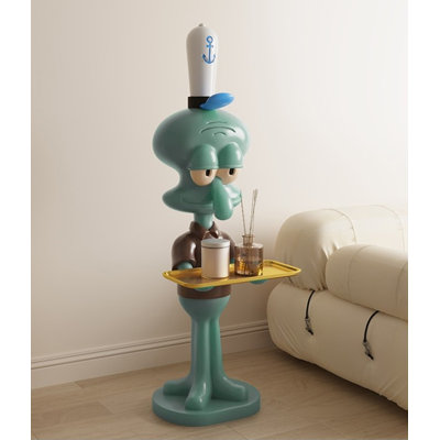 Squidward Character Figurine With Serving Tray And Nautical Hat