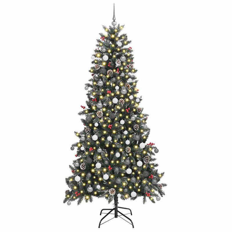 vidaXL Artificial Christmas Tree with Stand Green, 7.87 ft, White