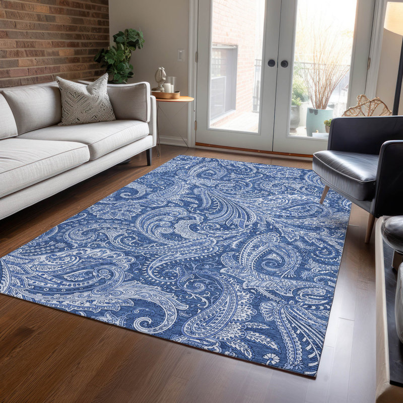 Fareham Flatweave Washable Paisley Indoor / Outdoor Rug, Rectangle 5' x 7'6"