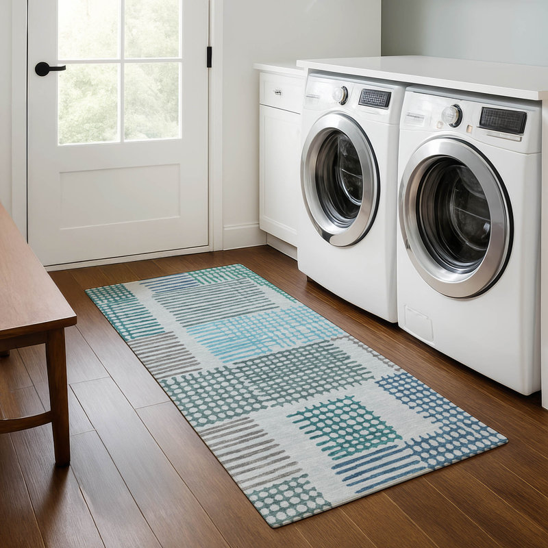 Premium Machine Washable Pinkston AMF1975 Geometric Rug, Runner 2'3" x 7'6"
