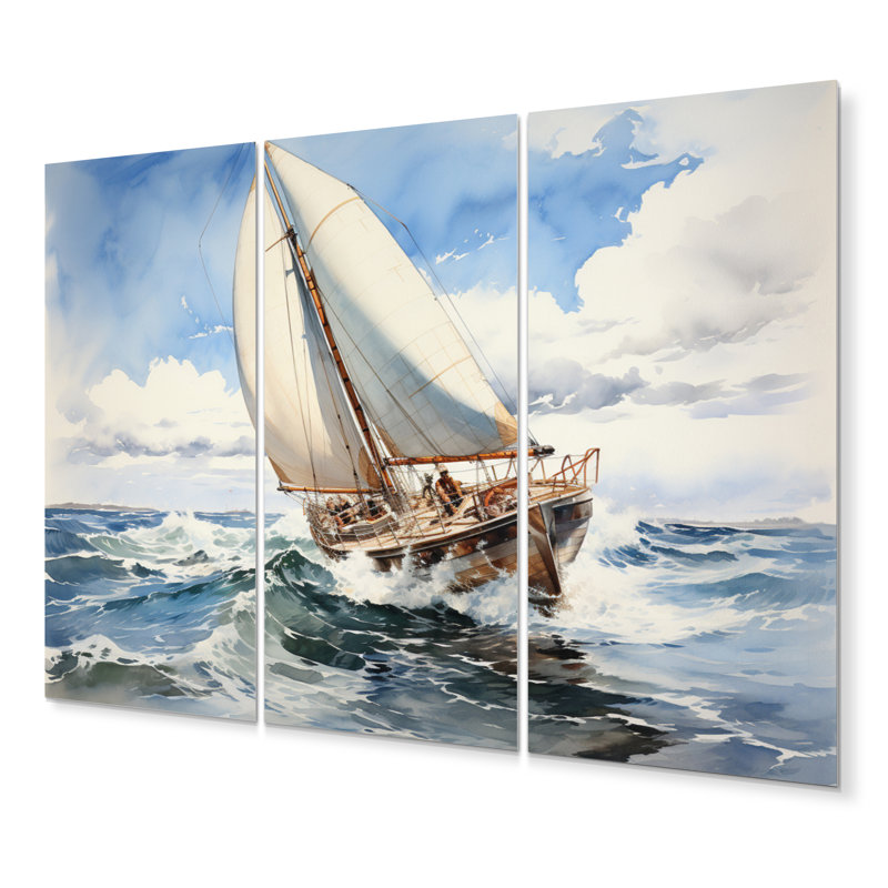 Sailboat In The Wind I - Coastal Metal Wall Decor Set