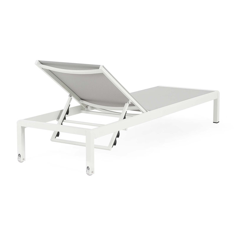 Chaises longues inclinables de 77,56 po Caggiano, Filet gris clair / structure blanche