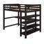 Lit mezzanine avec tablettes de rangement et bureau sous le lit-1140878370
