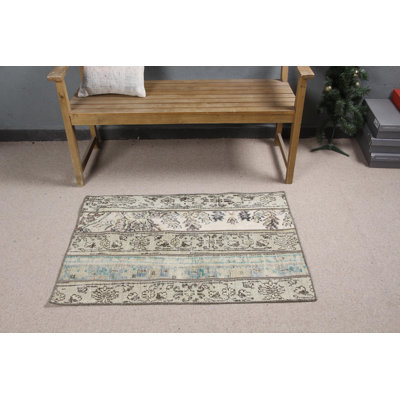 Tapis turc rétro à motif patchwork noué à la main offrant un style bohémien unique pour la décoration intérieure