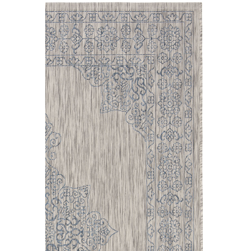 Arneshia Southwestern Aqua Indoor/Outdoor Area Rug, Runner 2'3" x 12'