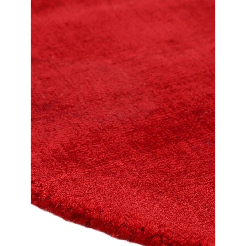 Ava Handmade Viscose Silky Solid Soft Red Rug, Round 160cm