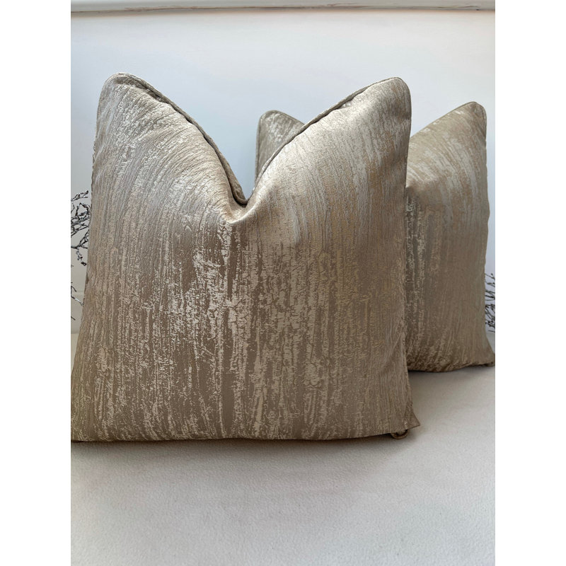 Abstract White Square Cushion Cover, Gold