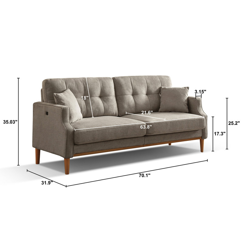 3 en gris avec tissu et siège respirant, H 34,3 po x l 32,93 po x P 69,84 po, 3, Gris clair