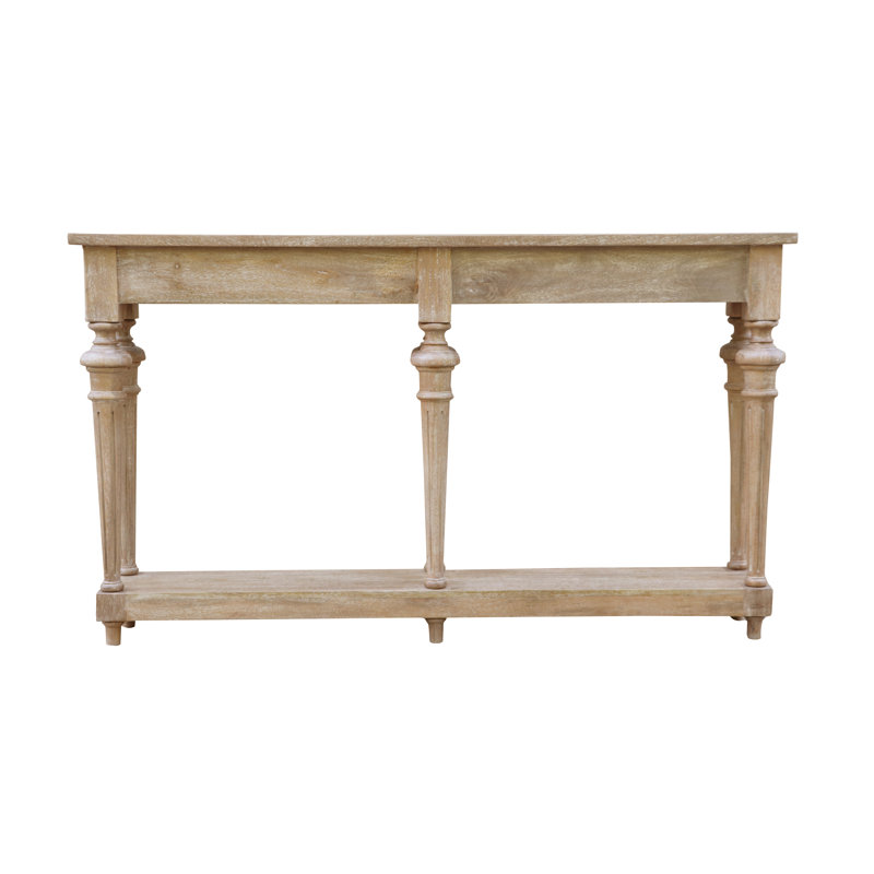 Micky Solid Wood Console Table, White Wash, 35" H x 60" W x 12" D