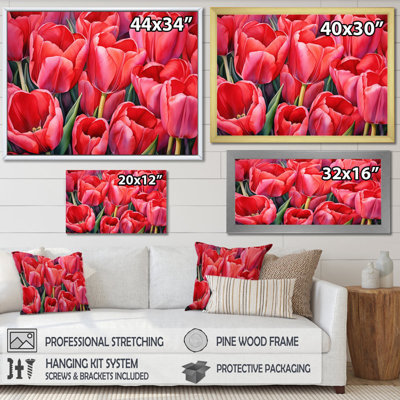 Tulipes tranquillité I sur toile, Toile tendue, H 24 po x l 32 po x P 1 po
