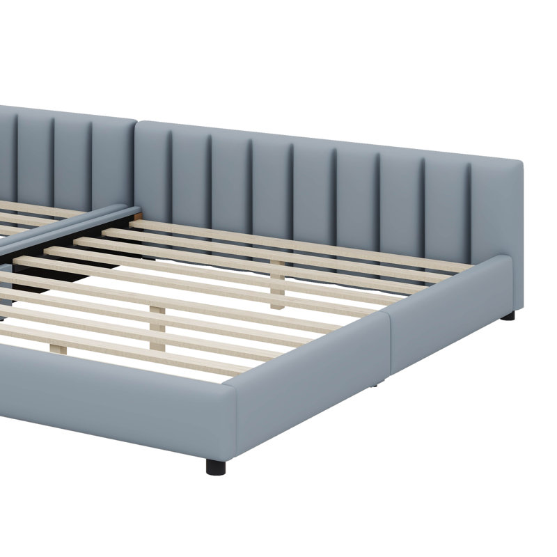 Lit plateforme tapissier grand et simple TG, gris