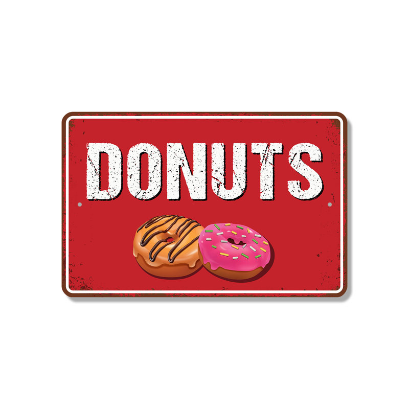 Enseigne en plastique 8 po x 12 po Donuts Street