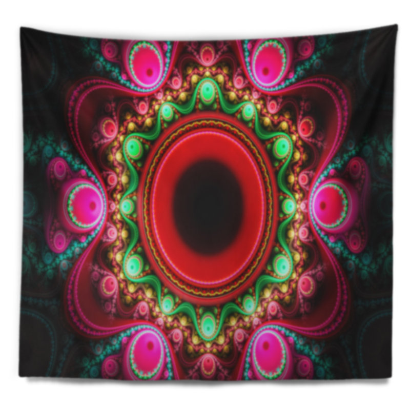 Tapisserie abstraites et cercles en ondulé rose, H 32 po x l 39 po