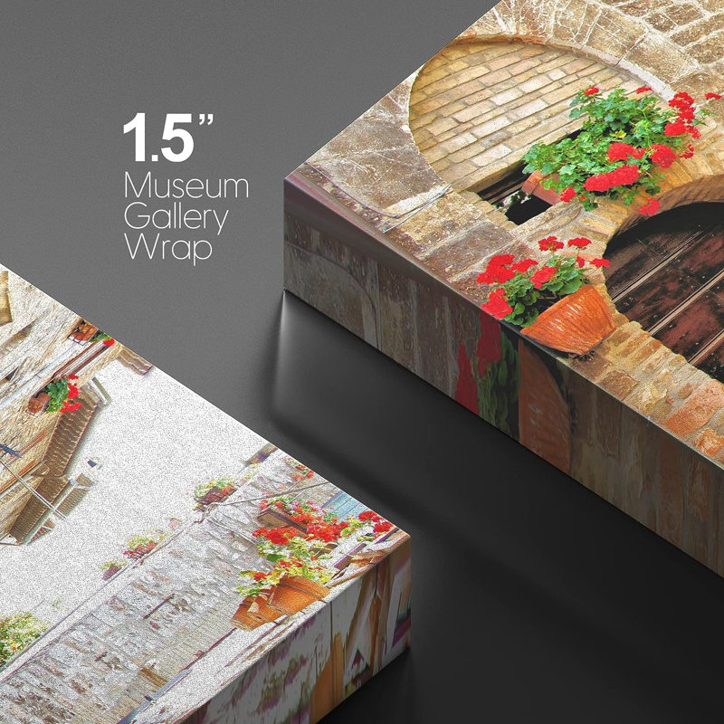 Italian Village Street Floral Canvas Print in 12" x 18"